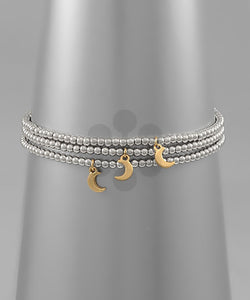Crescent Charms Bracelet Silver