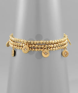 Gold Charm Bracelet Set