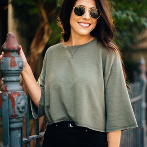 Olive Cropped T-Shirt