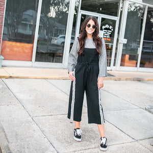 Black Overalls with Stripe Detail