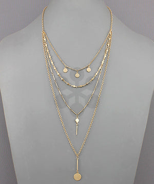 Gold Disc & Bar Layer Necklace