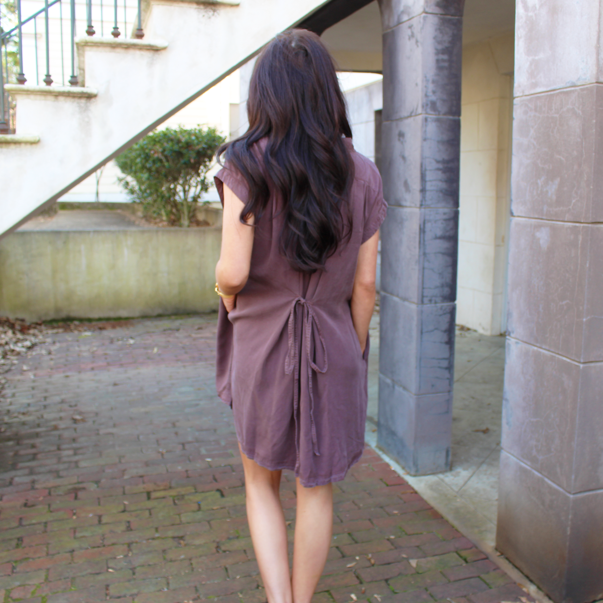 Maroon Shirt Dress with Tie Back