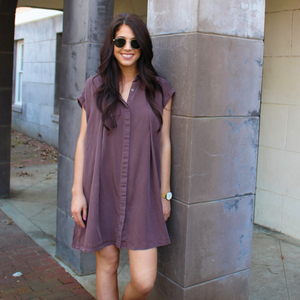 Maroon Shirt Dress with Tie Back